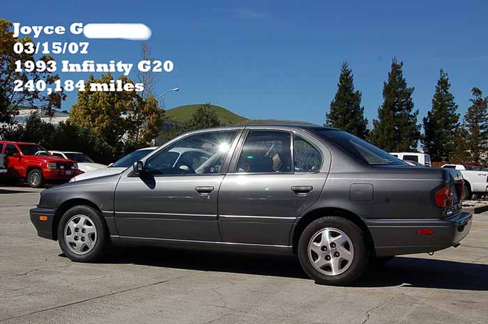 200K Mile Club - 1993 Infiniti G20 at 240 184 miles